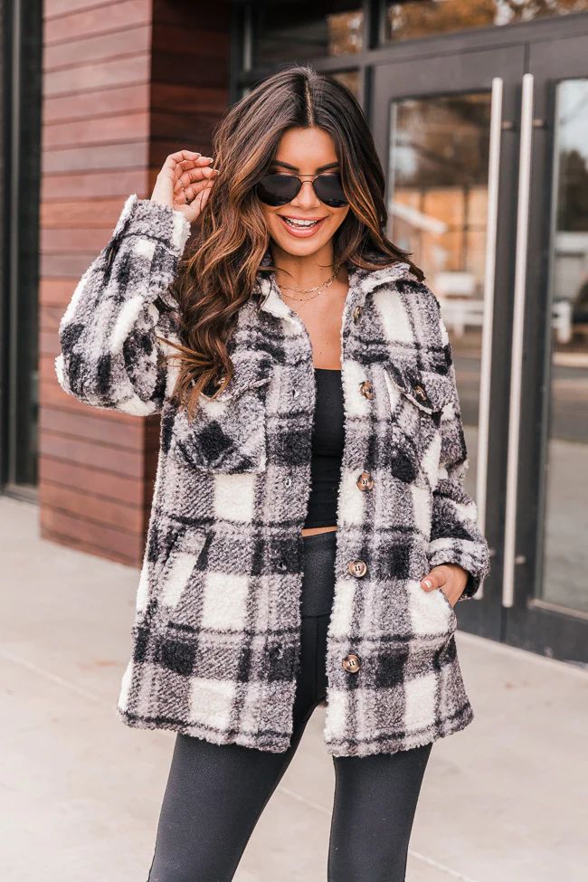 All a Dream Black Pocket Detail Plaid Shacket DOORBUSTER | The Pink Lily Boutique