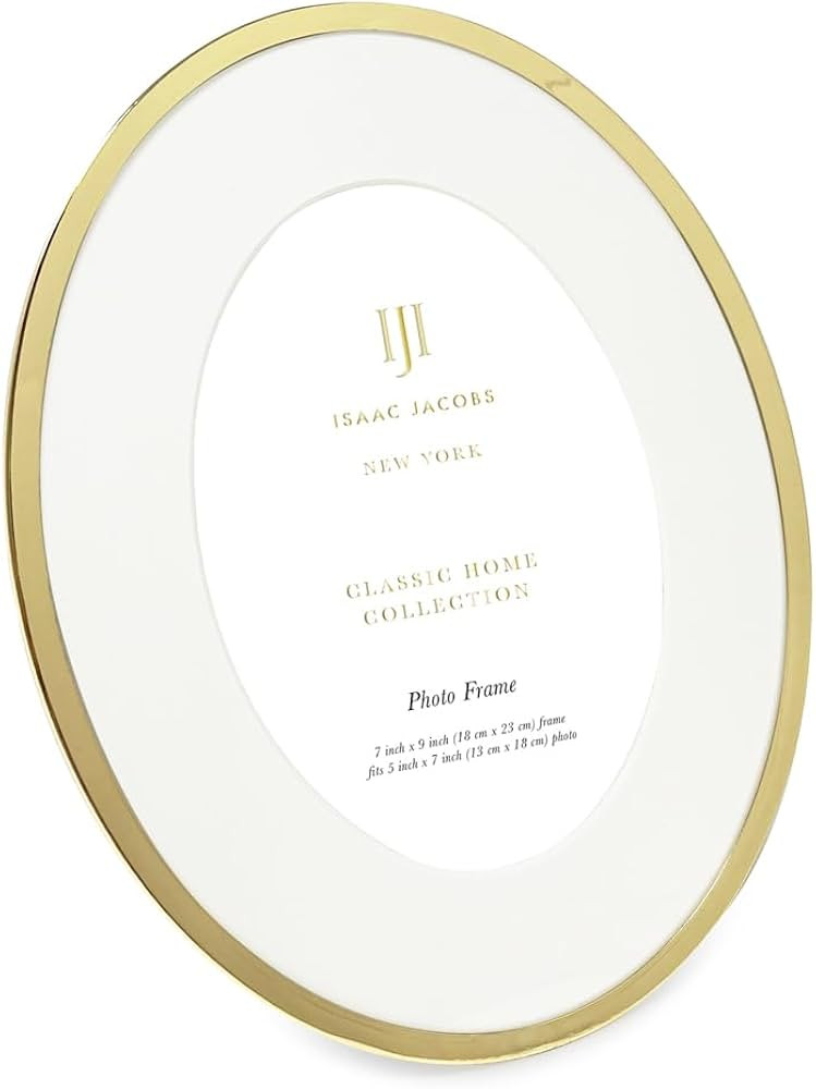 Isaac Jacobs 7x9 (Matted 4x6) Gold Oval Metal Picture Frame, Classic Photo Frame Made For Tableto... | Amazon (US)