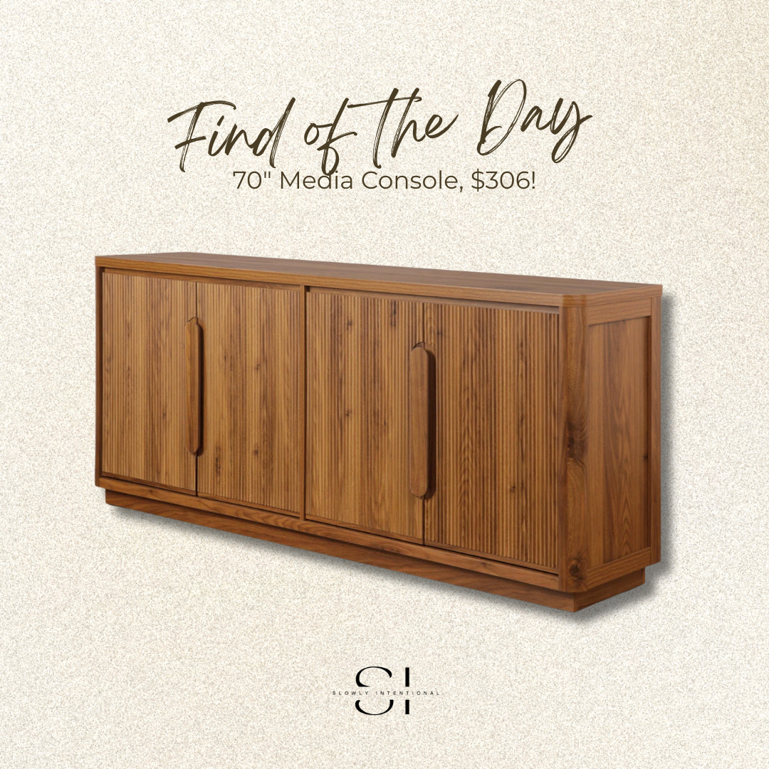 This is a gorgeous 70" media console with the most beautiful fluted wood details that look so expensive. You can grab this designer look for only $306, which is such a steal for your living room furniture! media console, living room funiture, buffet, storage, tv cabinet, amber interiors, studio mcgee, wayfair deal, wayfair finds, deal of the day 

 #LTKHome #LTKSaleAlert
