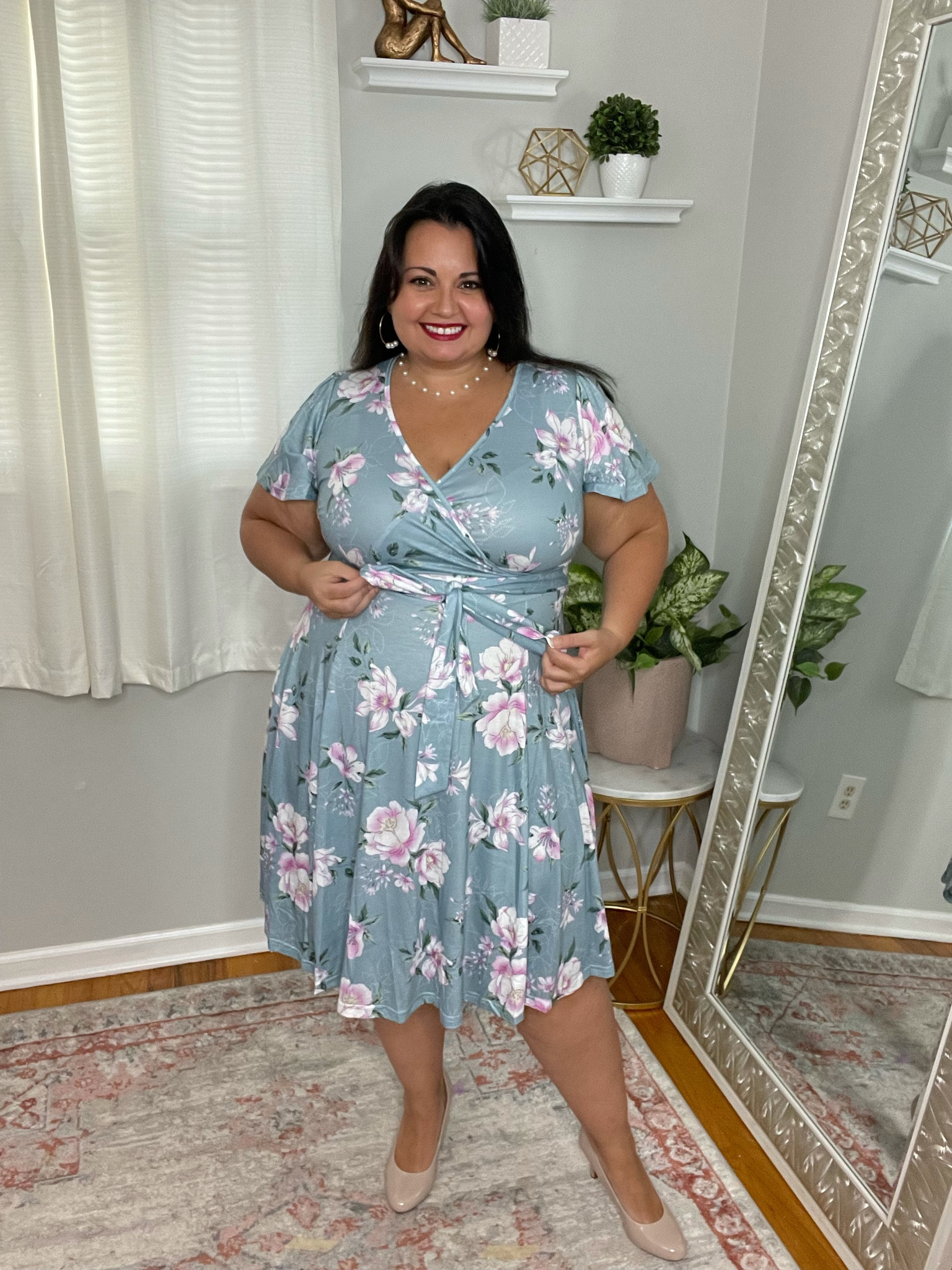 This floral light blue dress with flutter sleeves from #Amazon is so flattering! Plus, there are a lot of other colors! I’m wearing a size 16 plus. Teachers: back to school fashion has never been this good! 

#LTKworkwear #LTKcurves #LTKstyletip