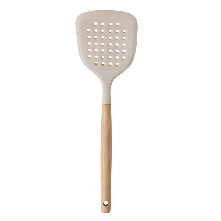 Mainstays Silicone 12.8in L Slotted Kitchen Turner with Bamboo Handle | Walmart (US)