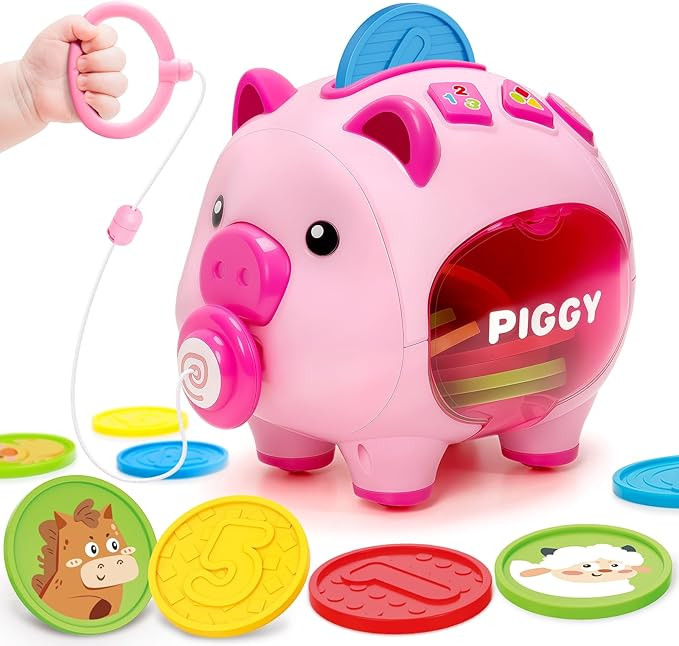Piggy Bank for Kids, Toddler Toys for 1 Year Old Girl, Musical Number Counting & Color Learning C... | Amazon (US)