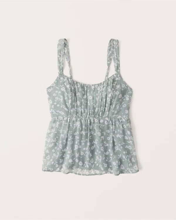 Babydoll Ruched Chiffon Cami | Abercrombie & Fitch (US)