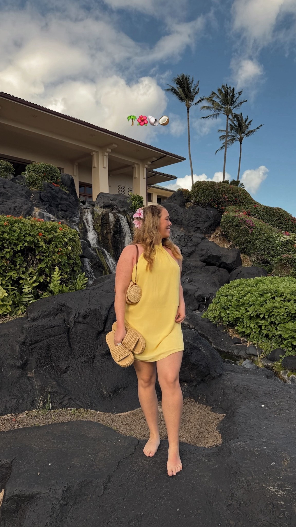Hawaiian Vacation Outfit of the Day 💛☀️🌺 Wearing a size large dress. Shoes are anthro from a few years ago but I linked similar ones!! | Size 10 | M\L | 5’3” 

#LTKMidsize #LTKTravel #LTKootd