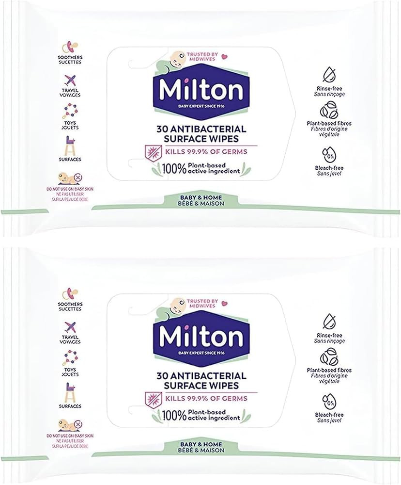2 x Milton Antibacterial Surface Wipes 30 Pcs \u2013 Plant-Based Cleaning Wipes for Baby Products... | Amazon (UK)