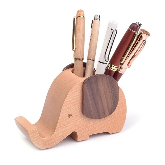 ARTINOVA Elephant Shape Wooden Pen Cup/Pen Holder Desk Organizer with Cell Phone Stand ARTA-0057 | Amazon (US)