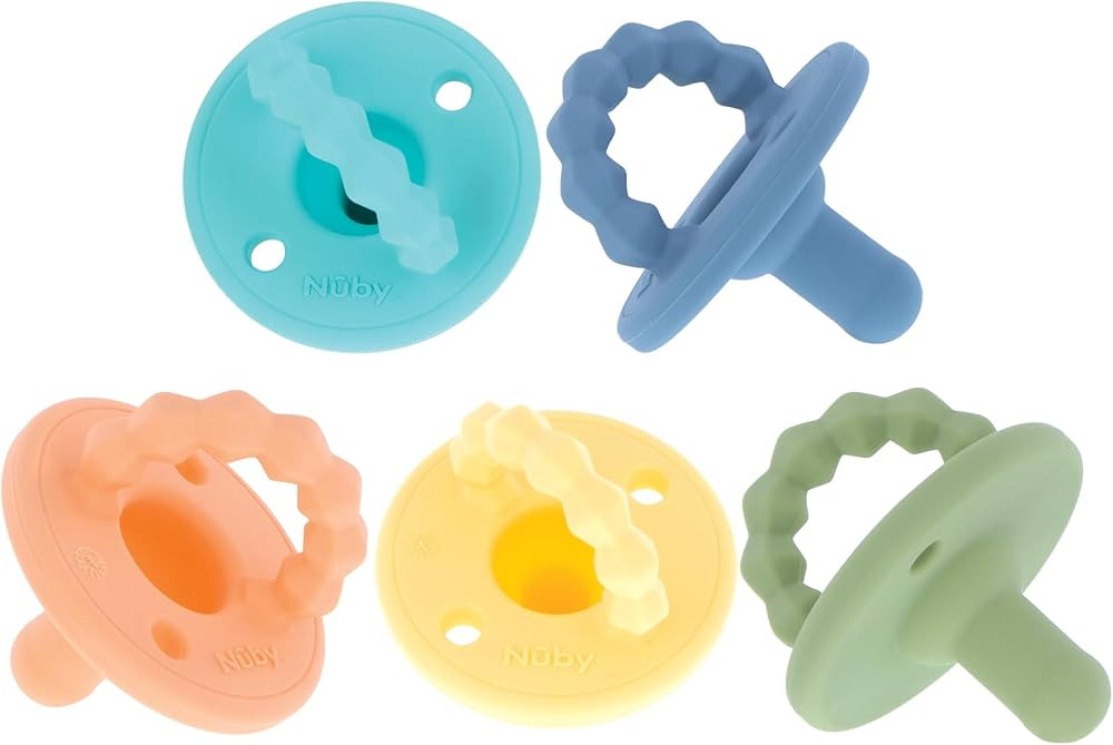 Nuby Silicone Softees Pacifier and Teethers - (5-Pack) Silicone Baby Pacifiers and Teethers - 0+ ... | Amazon (US)