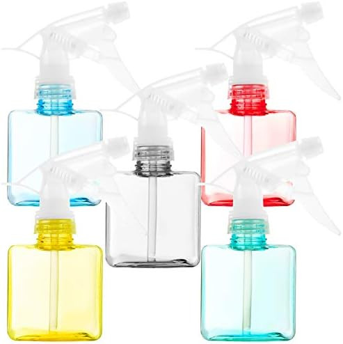 Youngever 5 Pack Empty Plastic Spray Bottles, Assorted Color Square Spray Bottles for Hair and Cl... | Amazon (US)