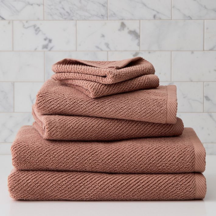 Diagonal Ribbed Towels | West Elm (US)