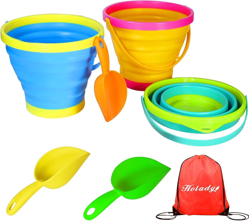 Holady 7 PCS Beach Pails Sand Buckets and Sand Shovels Set for Kids,Cute Beach Toys,Foldable Buck... | Amazon (CA)