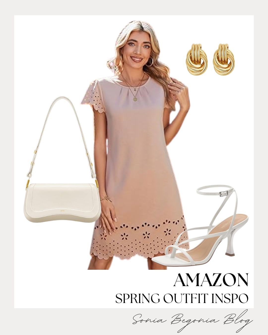 Eyelet Details, Scalloped Hems, & Gold Knots! 🌸

Embrace the effortless charm of spring with this perfectly balanced feminine look from Amazon! ✨

I am obsessed with the statement piece: a beautiful blush pink shift dress featuring delicate floral eyelet cutouts and a sweet scalloped hem. Balance the romantic dress with sleek ivory accessories, including a structured baguette shoulder bag and strappy white kitten heel sandals. Finish the look with bold gold knot stud earrings for a touch of polished, modern glam—all under $50!

#OOTD
#AmazonFashion
#EyeletDress
#SpringOutfit
#PinkDress
#ScallopedEdge
#KittenHeels
#ShoulderBag
#GoldJewelry
#FeminineStyle
#EverydayChic
#LTKStyle
#EasterOutfit
#RomanticStyle
#StylingInspo

#LTKspringtrends #LTKspring #LTKootd