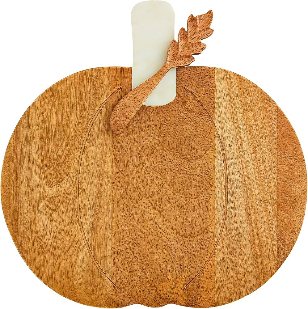 Mud Pie Marble Wood Pumpkin Serving, board 11 1/2" x 11 1/2" | spreader 5 1/2", BROWN | Amazon (US)