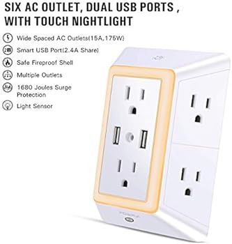 Amazon.com: Multi Plug Outlet, Surge Protector, POWRUI 6-Outlet Extender with 2 USB Charging Port... | Amazon (US)
