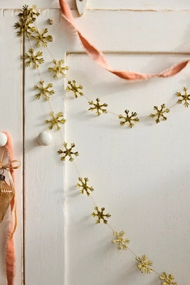Golden Straw Snowflake Garland, 71” | Terrain