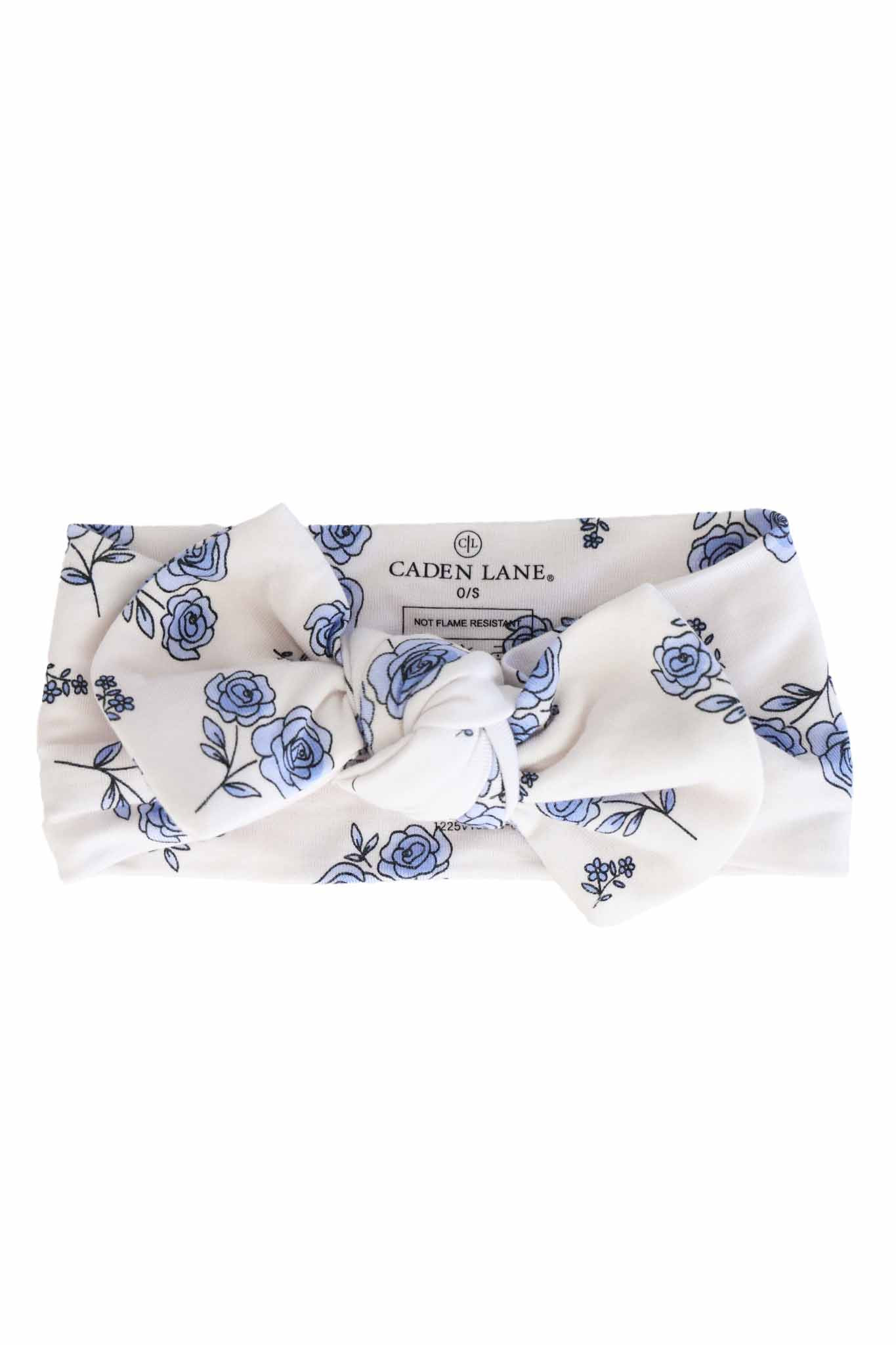 Sapphire Garden Knit Large Bow Headwrap | Caden Lane