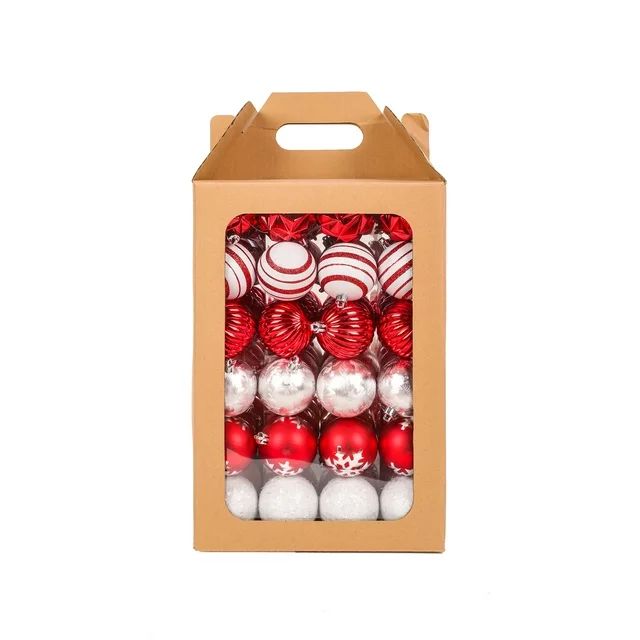 National Tree Company First Traditions Christmas Tree Ornaments, Red and White Ball Assortment, S... | Walmart (US)