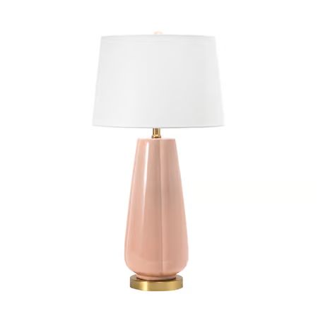 Pink 28-inch Golden Lotus Ceramic Table Lamp | Rugs USA