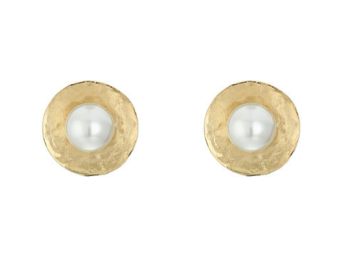 Pearl Gold Disc Button P Earrings | Zappos