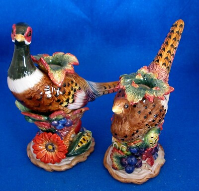 FITZ & FLOYD "Autumn Bounty " Pair of Figural Pheasant Candlesticks - Estate | eBay US