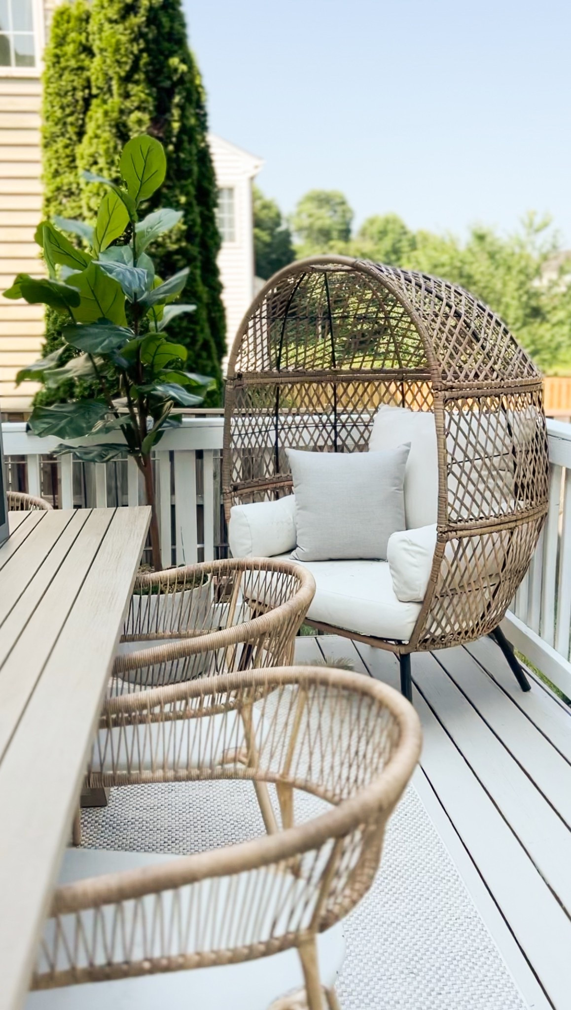 Outdoor decor, deck, outdoor living, outdoor seating, egg chair, spring 

#LTKHome #LTKSeasonal