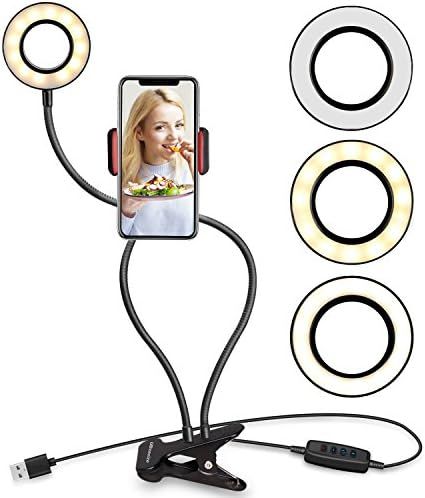 UBeesize Selfie Ring Light with Cell Phone Holder Stand for Live Stream/Makeup, Clip on, Flexible... | Amazon (US)