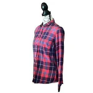 J.Crew Perfect Fit Plaid Button Down Shirt S Red Navy Long Sleeve Preppy Angler | Poshmark