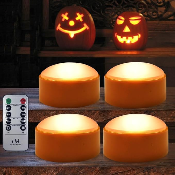 4-Pack Halloween LED Pumpkin Lights Battery Operated - Orange Pumpkin Lights with Timer and Remot... | Amazon (US)