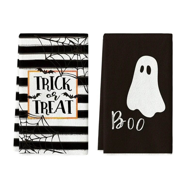Smile Black Stripes Ghost Boo Halloween Kitchen Towels Dish Towels, 18x26 Inch Trick Or Treat Dec... | Walmart (US)