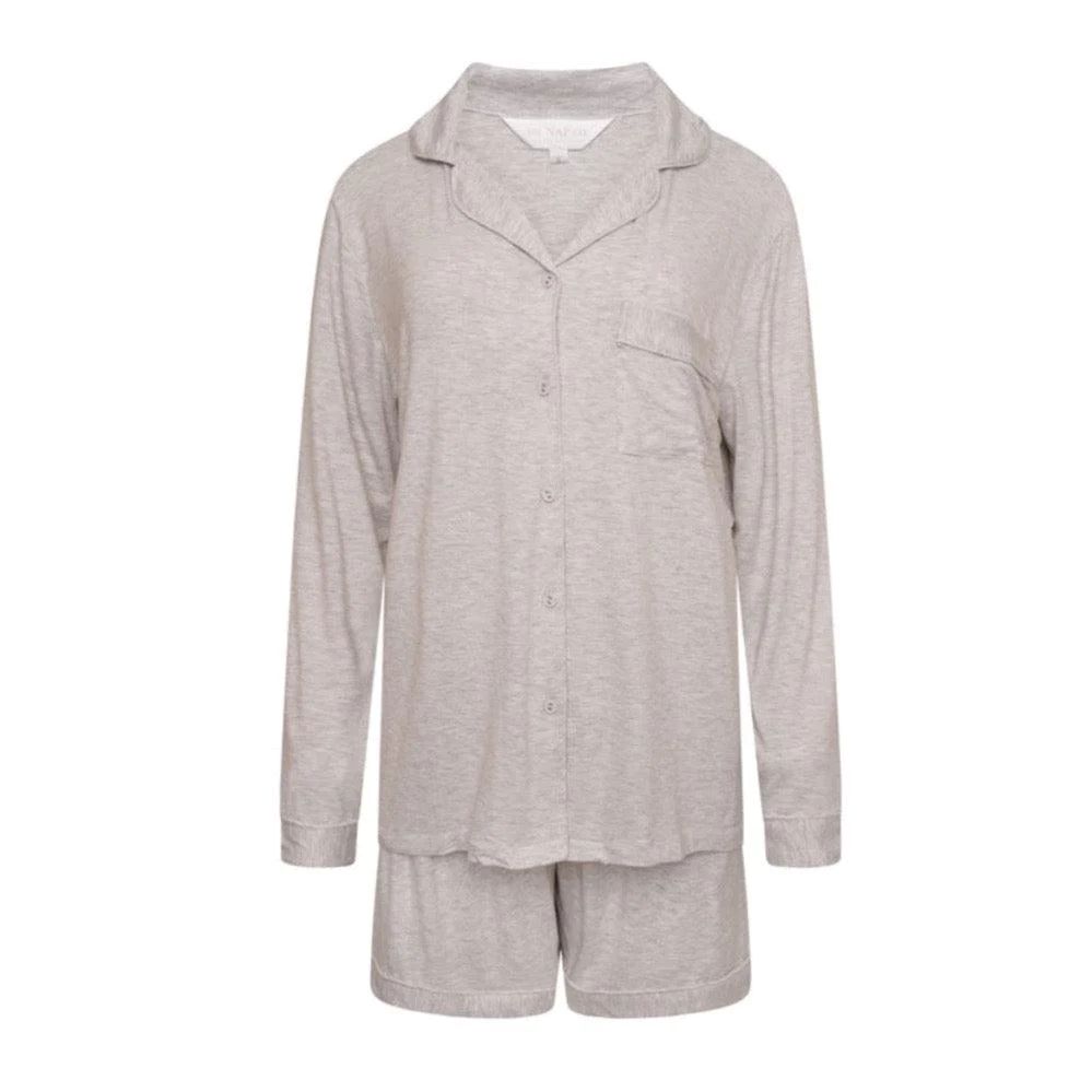 Rayon Stretch Pyjama Short Set - Marl Grey | The NAP Co
