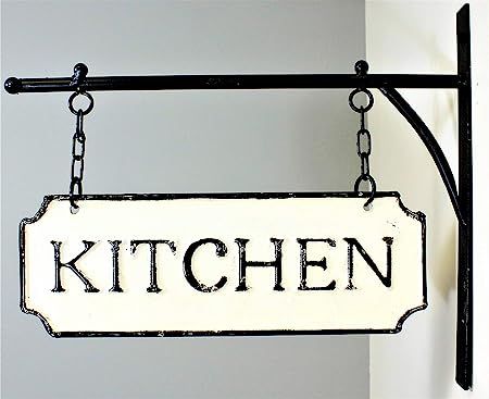 Silvercloud Trading Co. Rustic Hanging Double-Sided Kitchen Embossed Black on White Enamel Metal ... | Amazon (US)