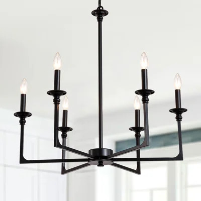 Modern Black Chandelier 6-Light Candle Farmhouse Chandelier Pendant Lighting for Dining Room Living Room | Wayfair North America