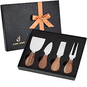 JLIAN MIOR Exquisite 4-Piece Cheese Knives Set,Complete Stainless Steel Cheese Knife Collection(A... | Amazon (US)