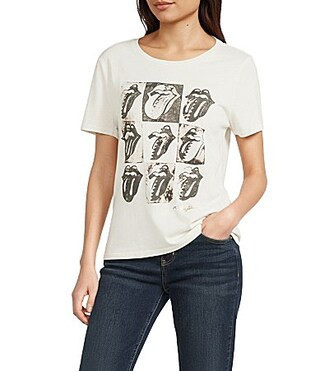 Lucky Brand Knit Rolling Stones Graphic Crew Neck Short Sleeve Tee - M | Dillard's