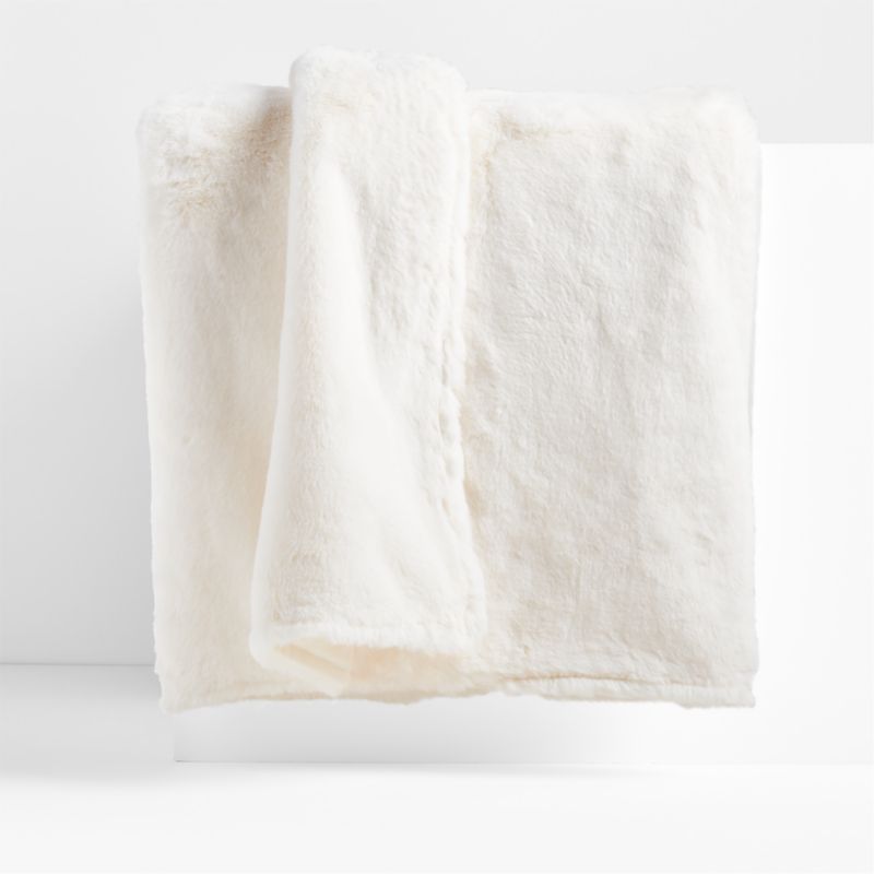 Ivory 70"x55" Faux Fur Throw Blanket | Crate and Barrel | Crate & Barrel