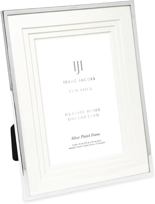 Isaac Jacobs 6x8 (Matted 4x6) Silver Metal Picture Frame, Triple Matted Classic Metal Photo Frame... | Amazon (US)