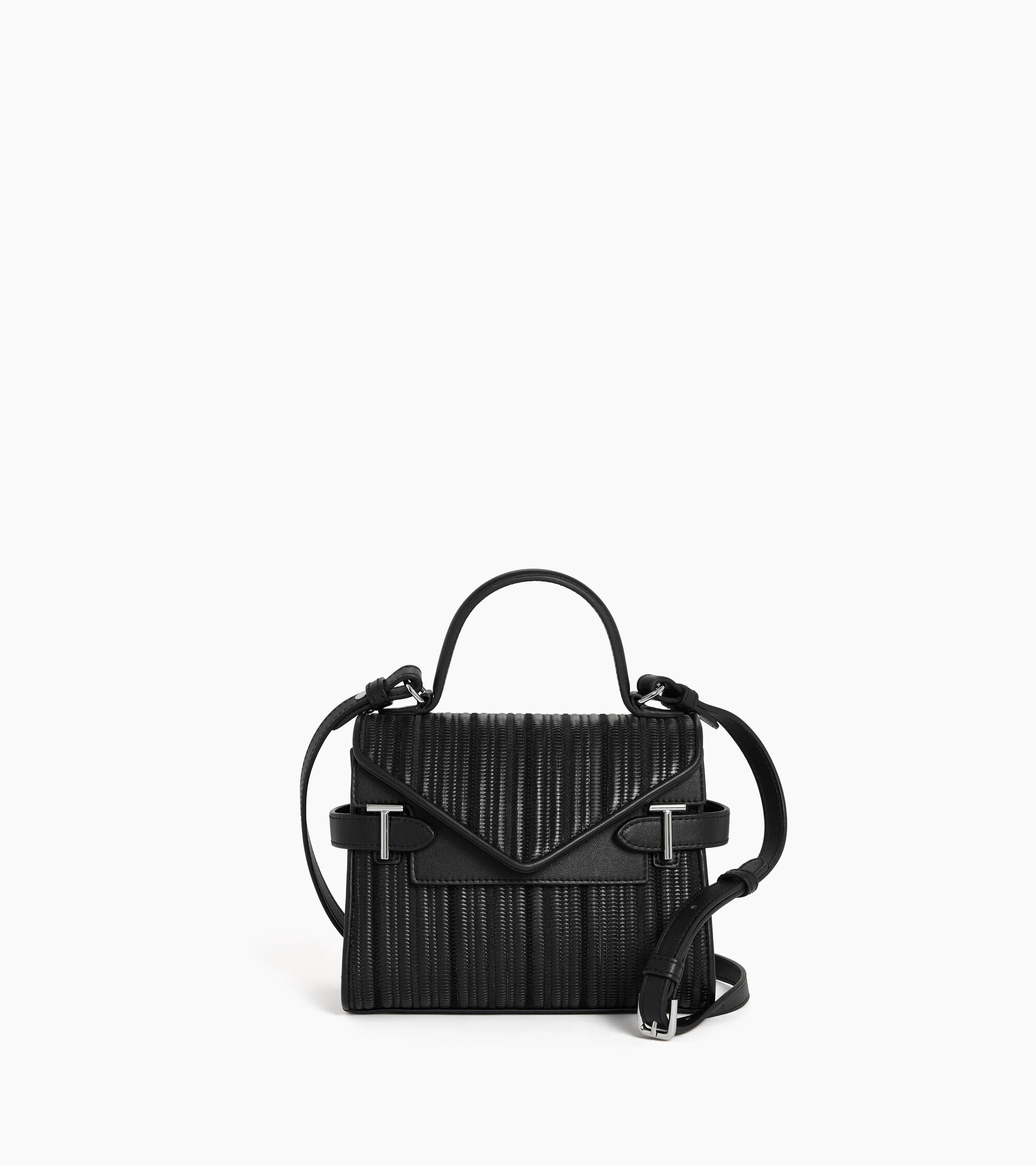Emilie small handbag with double-flap in braided recycled leather | Le Tanneur