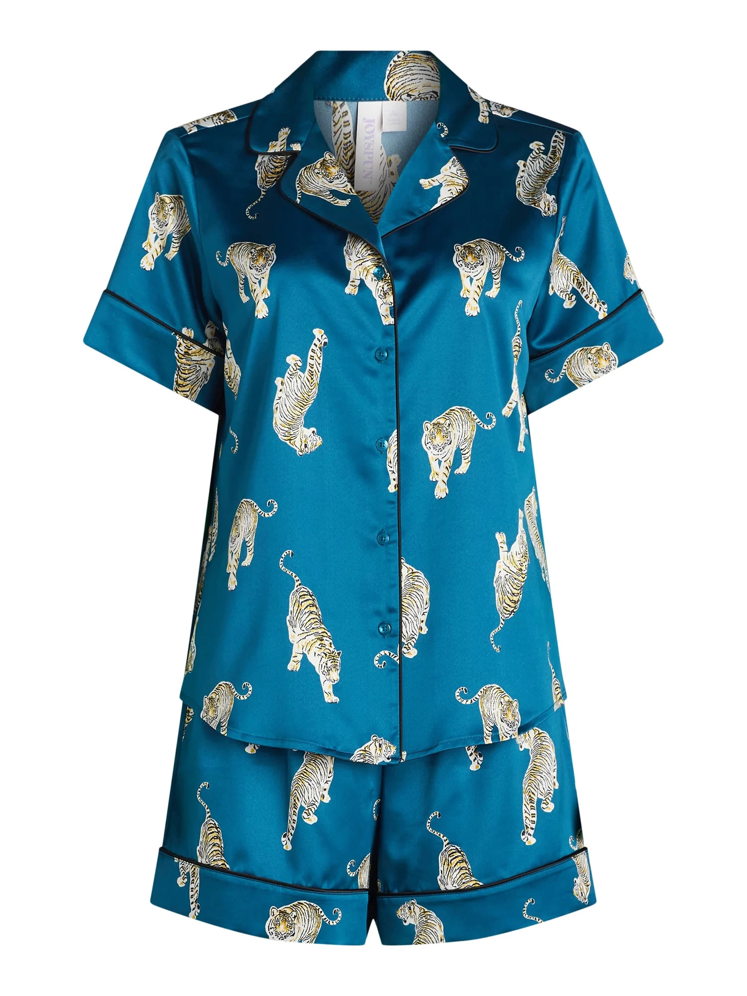 Joyspun Women’s Stretch Satin Shortie Pajama Set, 2-Piece, Sizes XS-3X | Walmart (US)