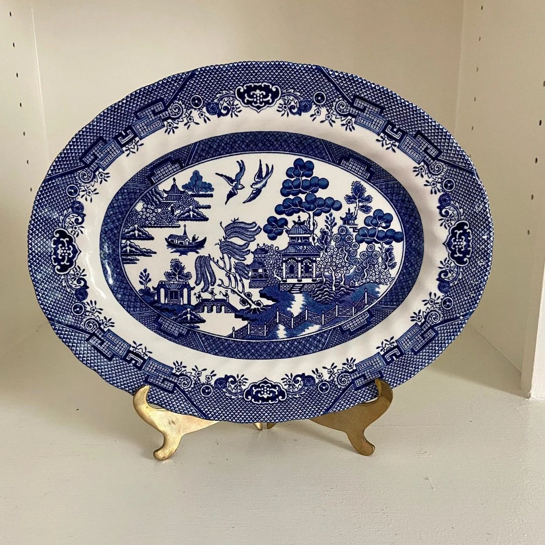 Blue Willow Swirled Royal Wessex Oval Platter 12.25 X - Etsy | Etsy (US)