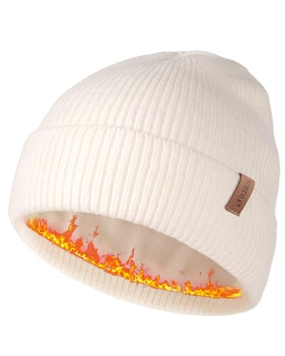 FURTALK Winter Hats for Men Women Fleece Lined Beanie Warm Cuffed Outdoor Skull Cap Beige | Amazon (US)