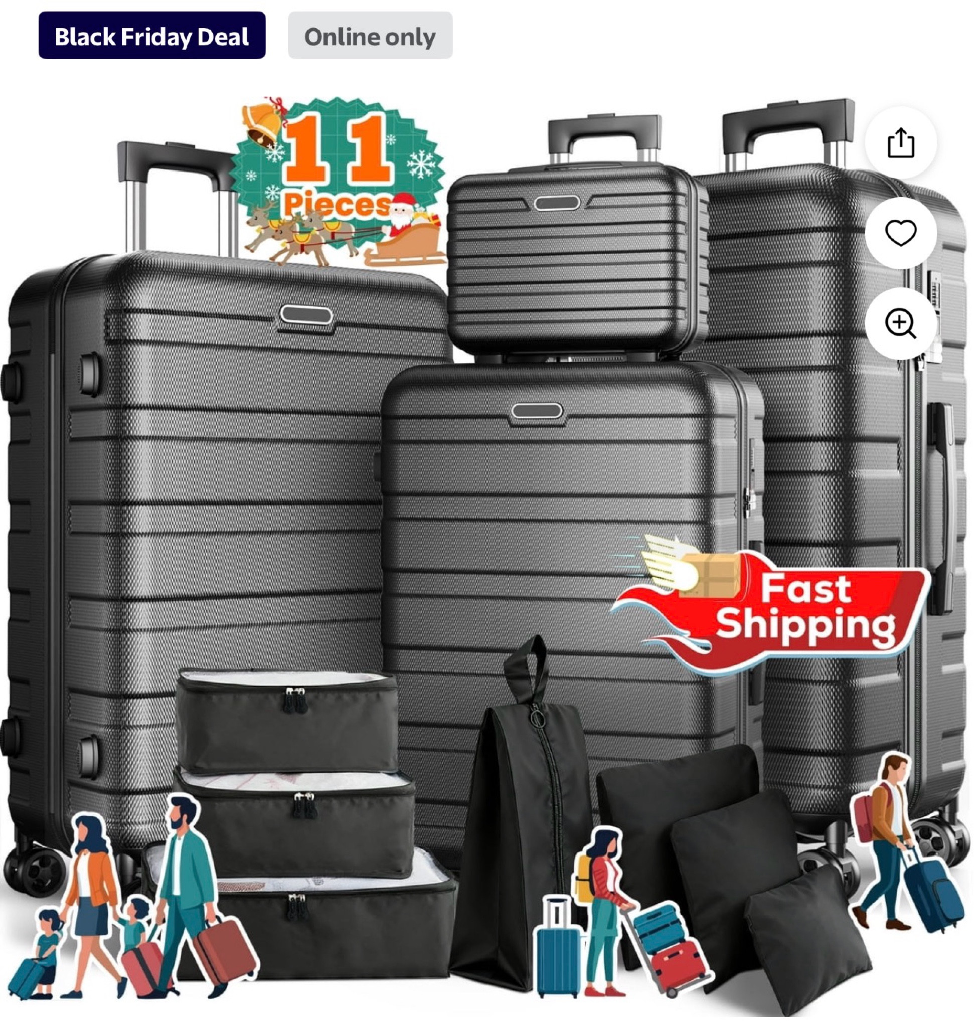 Newest Extended Storage 11-Piece Luggage Set, 28" & 24" Spinner Suitcases with 20" Carry-On Bag, 14" Toiletry Case & Packing Cubes, Durable Travel Suitcase Set with 360° Wheels & Combination Lock

#LTKSaleAlert #LTKFindsUnder100 #LTKTravel