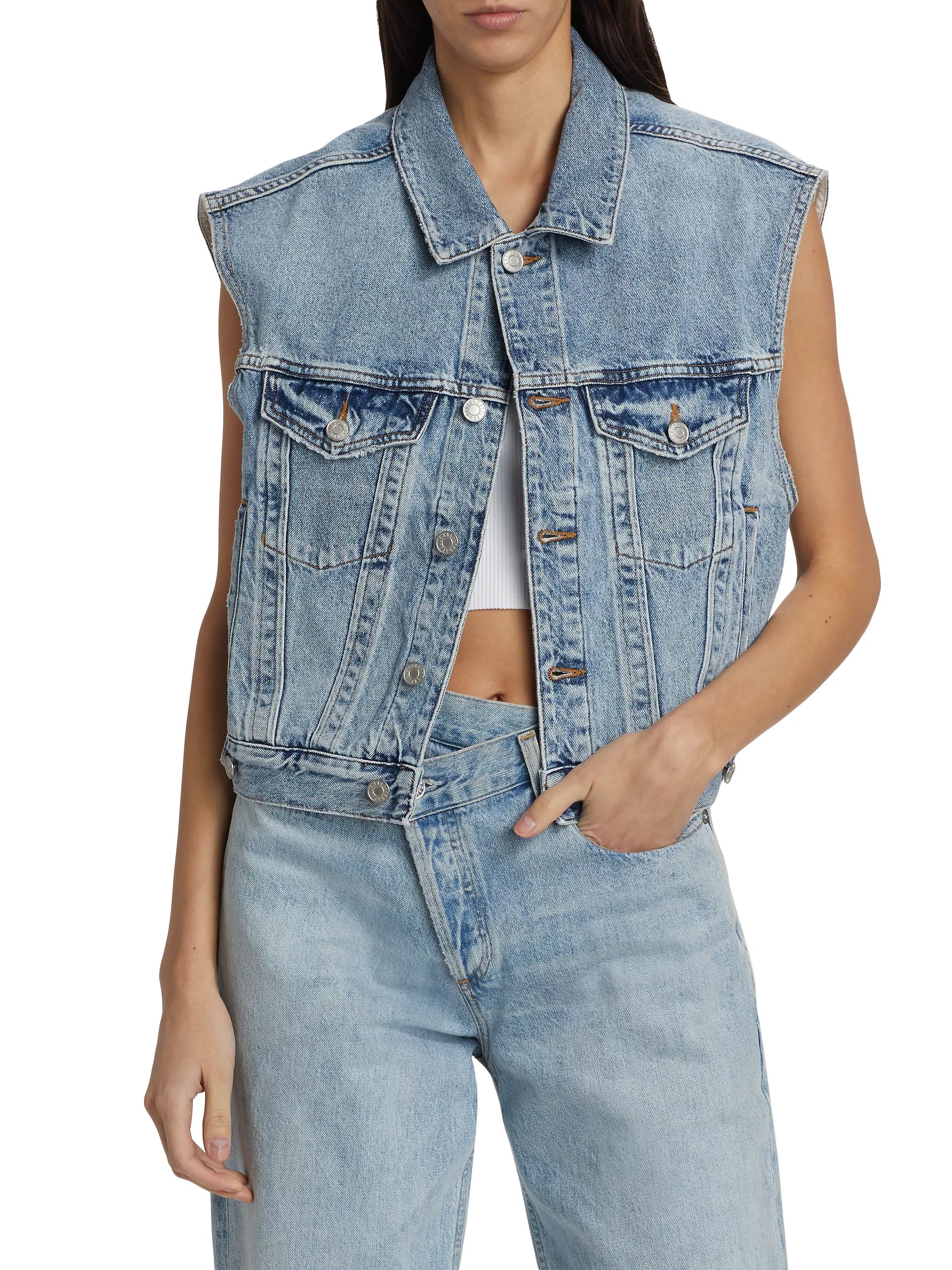 Charlie Cropped Denim Vest | Saks Fifth Avenue