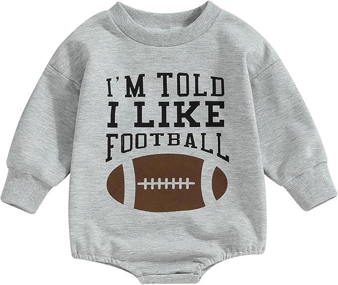Ayalinggo Baby Football Outfit Toddler Boy Girl Game Day Onesie Bubble Sweatshirt Romper Infant F... | Amazon (US)