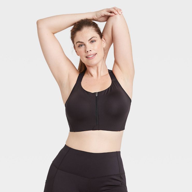 Women's High Support Zip-Front Sports Bra - All in Motion™ | Target