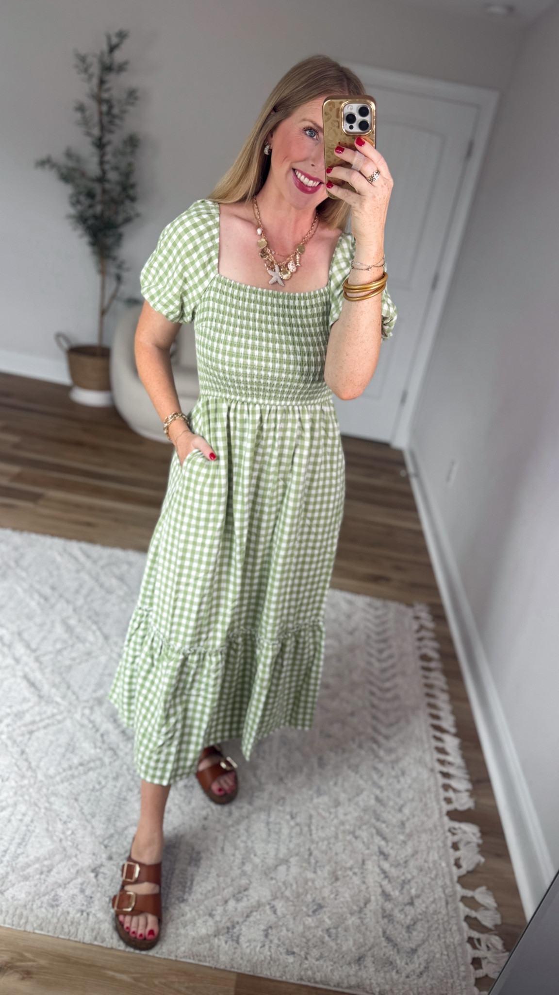 Green and white gingham midi dress from Walmart!

#LTKootd #LTKmomlife