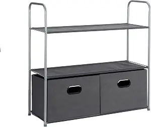Amazon Basics Closet Storage Organizer with Fabric Bins and Shelves, 32.7" x 12.2" x 31", Gray | Amazon (US)