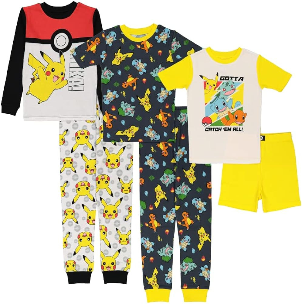 Pokemon Boys' 6-Piece Snug-fit Cotton Pajama Set, Soft & Cute for Kids | Amazon (US)