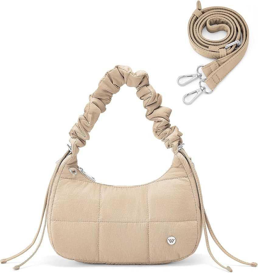 WESTBRONCO Small Puffer Shoulder Bag, Quilted Crescent Crossbody Bags for Women Nylon Daily Purse... | Amazon (US)