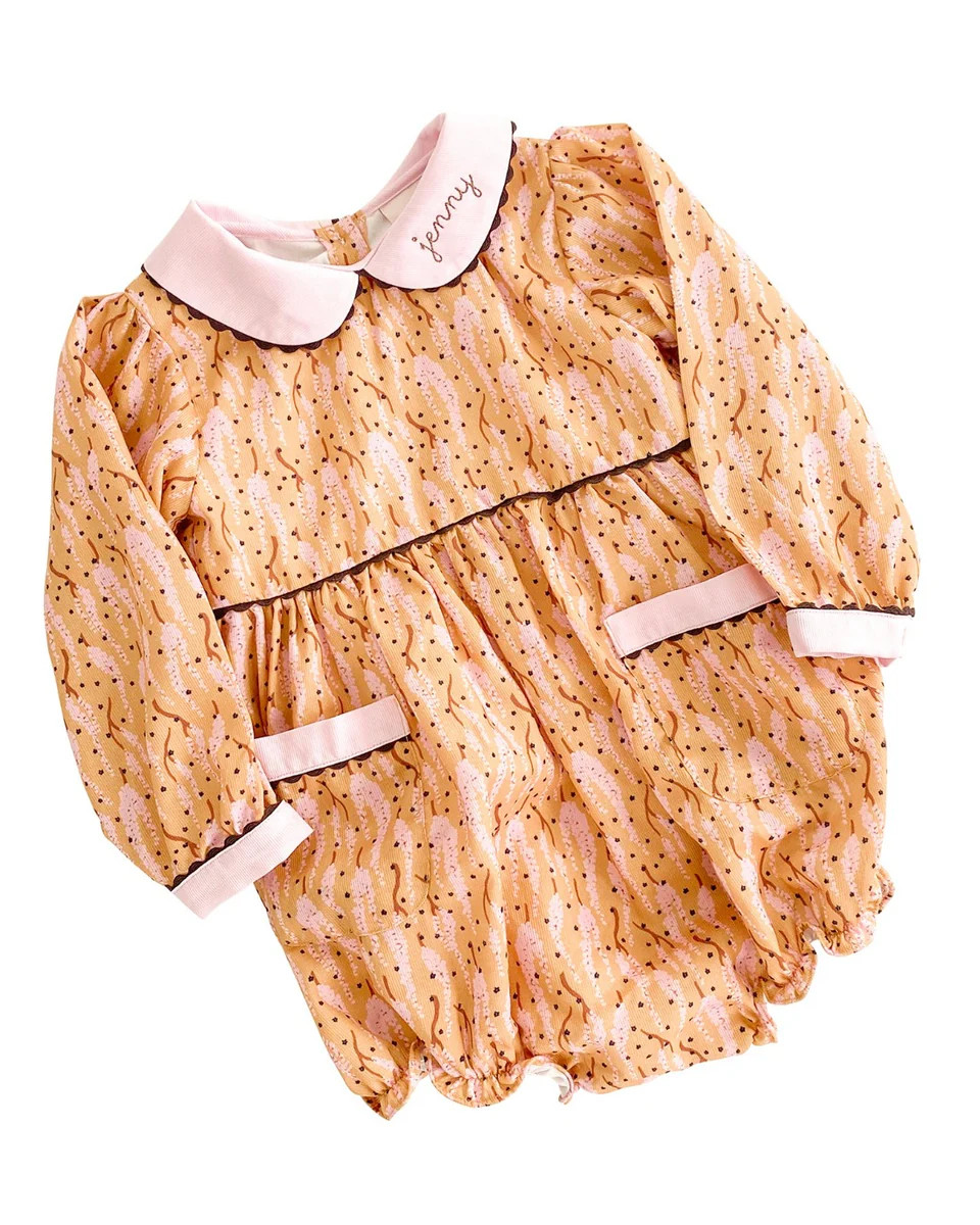 Pink and Cocoa Floral Bubble | Smockingbird Kids