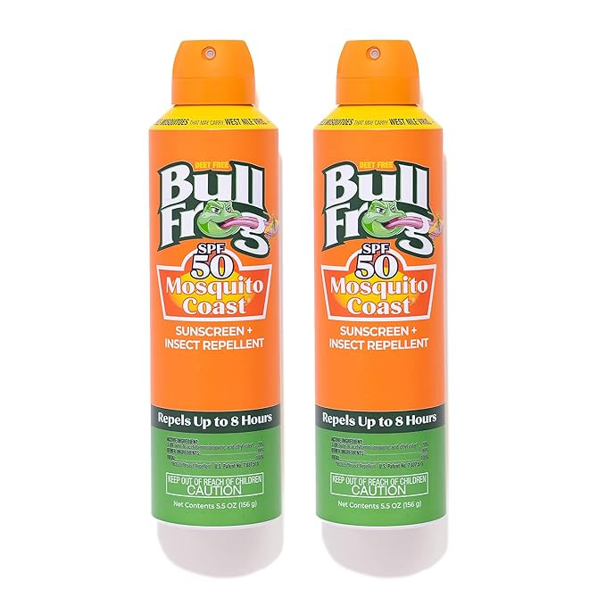 Bullfrog Mosquito Coast Sunscreen SPF50 + Insect Repellant 5.5oz Continuous Spray, 2pk | Amazon (US)