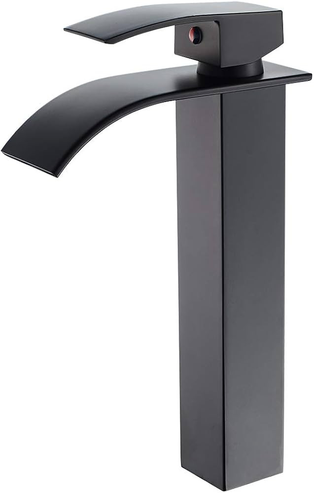 VOTON Tall Bathroom Vessel Faucet Black Waterfall Single Handle One Hole Lavatory Sink Bowl Mixer... | Amazon (US)